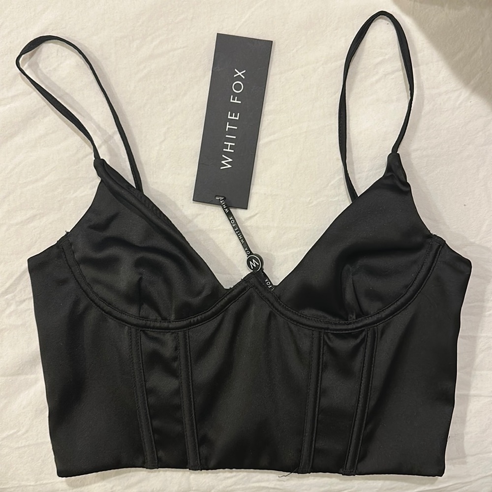 White Fox Boutique Acacia Bustier Corset Top in Black (S) // NEVER WORN W TAGS